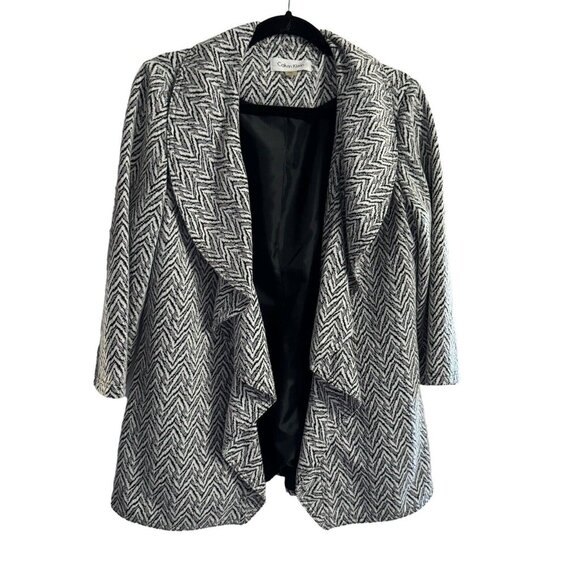 Calvin Klein Women's Waterfall Ruffled Open-Front Lined Jacket Size 12 - Picture 1 of 6